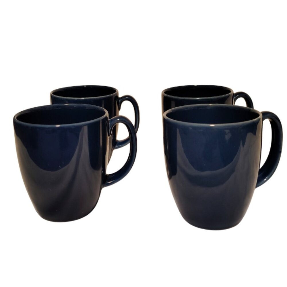 Corelle Stonewear Mugs Colbalt Blue Coffee Cups Set of 4 12oz Kitchen‎ Wear Home